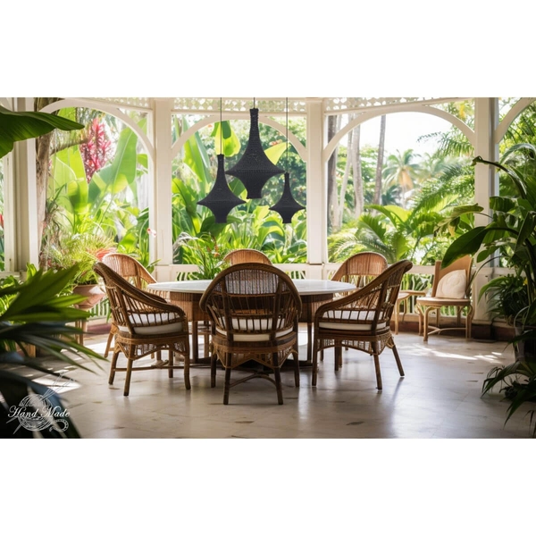 Szydełkowa lampa wisząca Alda 5111 Shilo regulowana bawełniana czarny