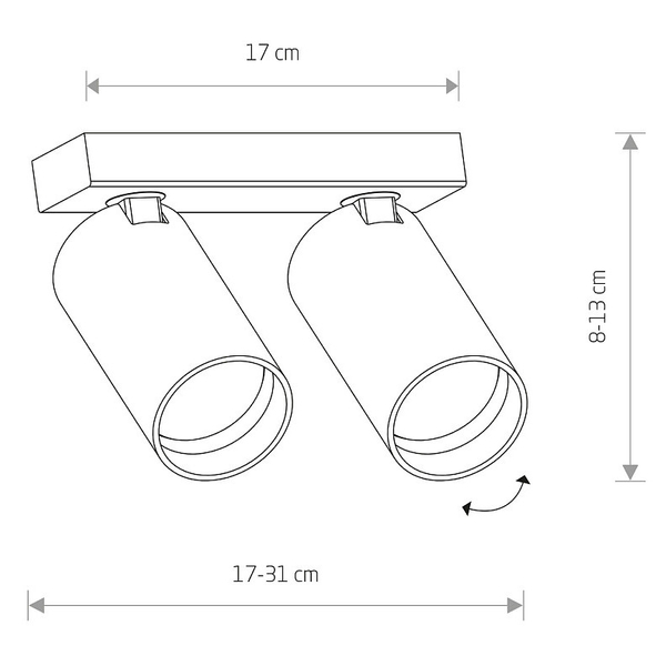 Lampa przysufitowa Mono 7782 2-punktowy spot z regulacją złoty