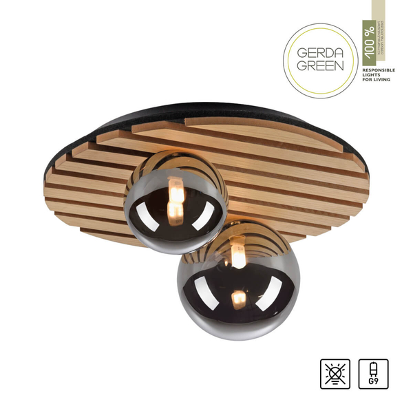 Kinkiet naścienny do sypialni GREEN STIK 15208-79 bańki drewniany