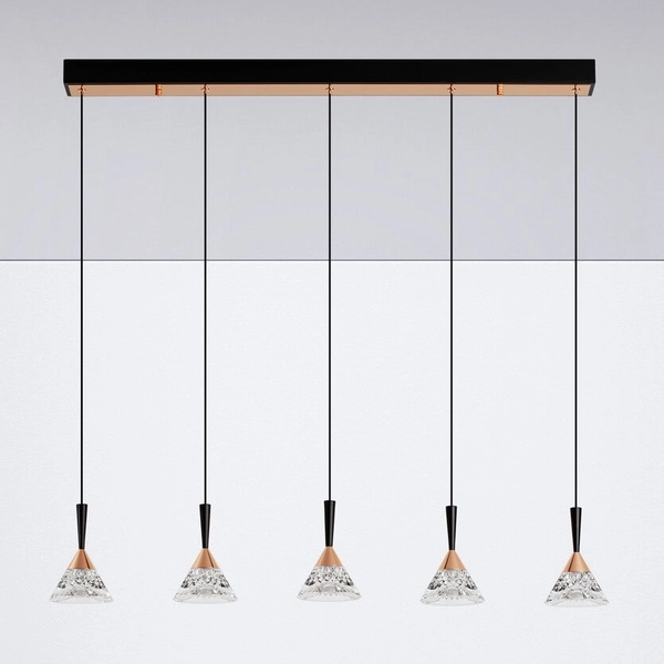 Lampa wisząca na belce GUAY LE44216 LED 30W 3000K crystals czarna złota