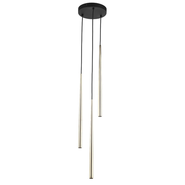 Kaskadowa lampa wisząca Piano 10117 rurka tuby złota czarna