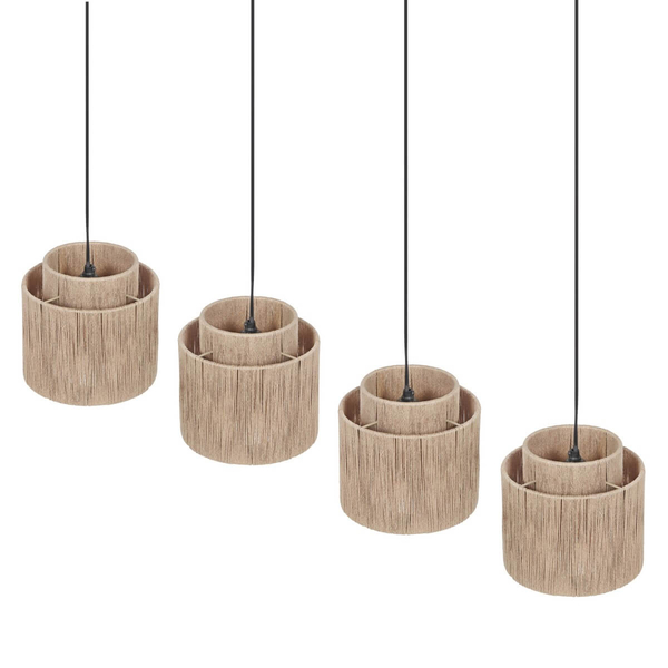 Wielopunktowa lampa wisząca SMILLA 366800436 boho z juty beżowa czarna