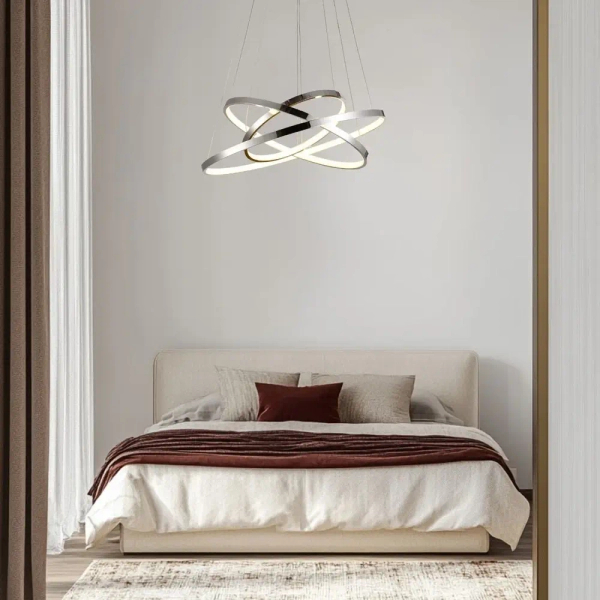Pierścieniowa wisząca lampa LUNE chrom 33-64738 3xLED 60W 4000K ściemnialna ring