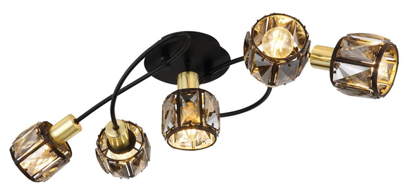 Lampa sufitowa Indiana 54357-5B kryształowa czarna przydymiona