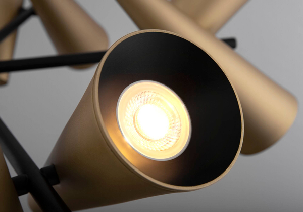 Lampa wisząca Giro MOD095PL-10BS stożki tuby mosiądz