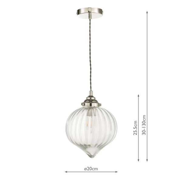 Szklana wisząca lampa Mya MYA0138 do salonu nad stół nikiel