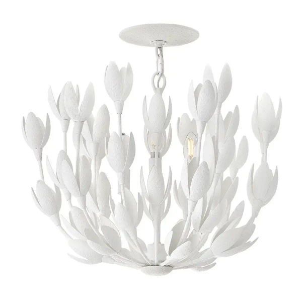 Żyrandol do salonu Flora QN-FLORA3-WHT kwiaty metalowe białe