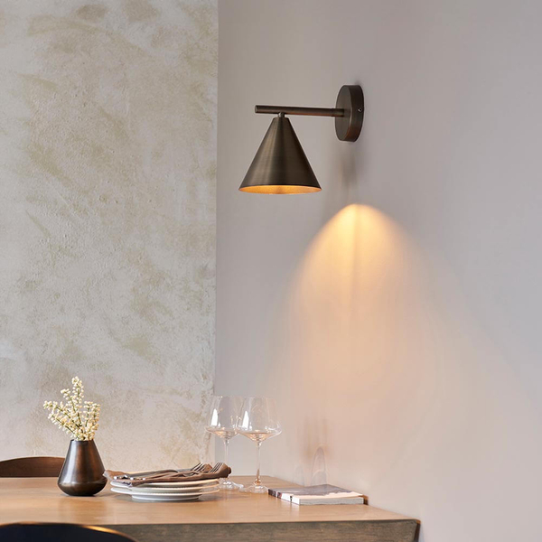 Lampa ścienna 102894 Endon stożek regulowana do biura antyczny brąz