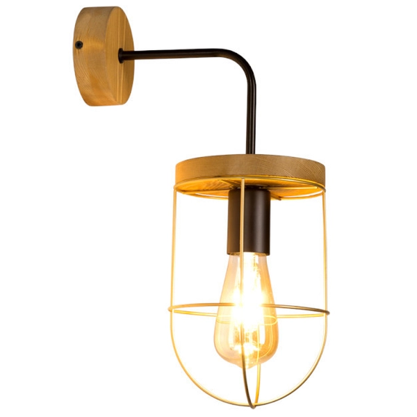 Lampa ścienna NETUNO 9201517104 drewniana druciany drewno złoty