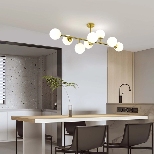 Modernistyczna lampa sufitowa DORADO LP-002/8P Light Prestige loftowa oprawa metalowy plafon molekuły złote białe