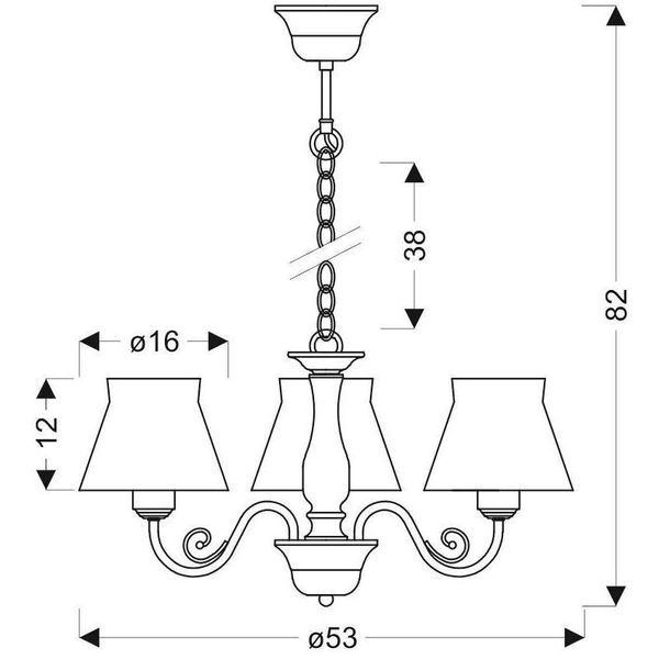 Żyrandol klasyczny 33-73792 abażurowa zwis na łańcuchu angielski biały