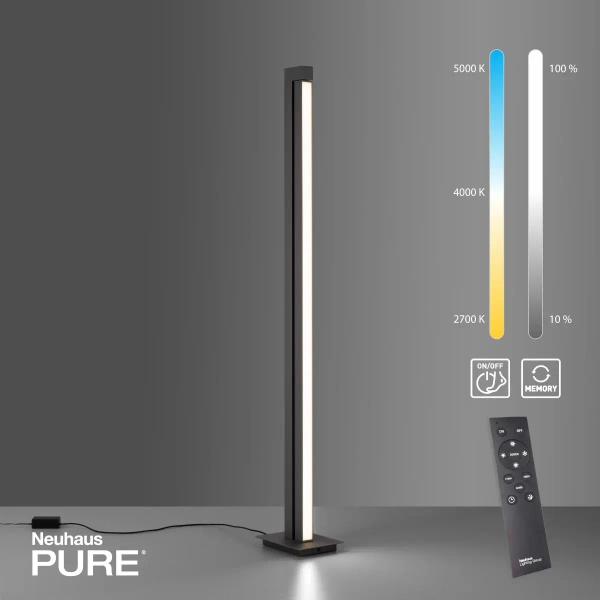 Podłogowa lampa na pilot PURE-LINES grafitowa 421-13 1xLED 23W 2700-5000K z wtyczką