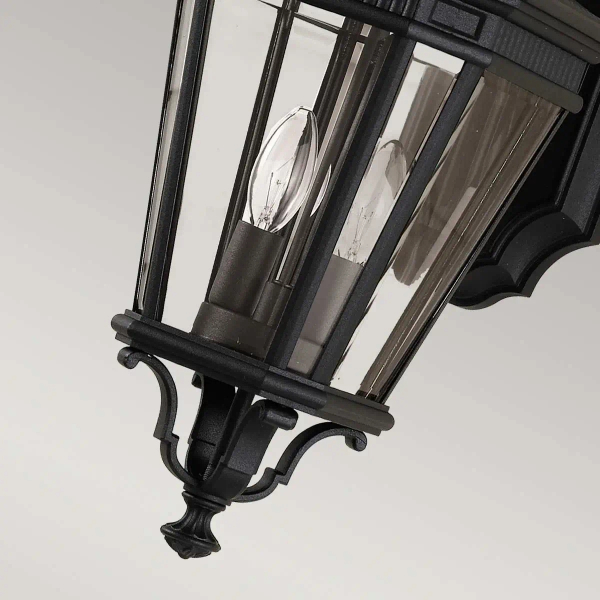 Zewnętrzna LAMPA elewacyjna Cotswold  FE-COTSLN2-M-BK Elstead FEISS ogrodowa OPRAWA szklany kinkiet retro IP44 czarny przezroczysty