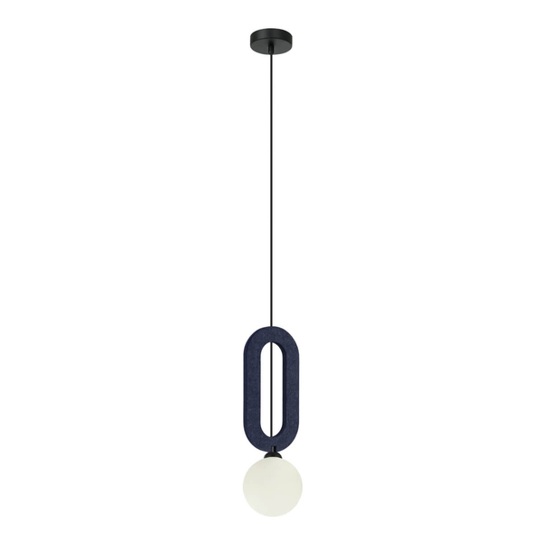 Wisząca lampa z filcu Masso PND-59839-1-BLU owalna do salonu niebieska