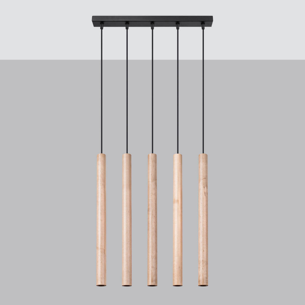 Zwisająca lampa Pastelo SL.1269 tuba drewniana czarna