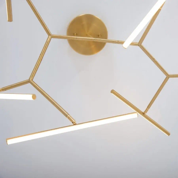 Designerski ledowy żyrandol 2073 LED 69W 3000K ruchome profile złoty