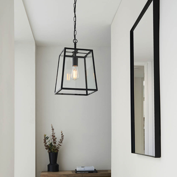 Lampa wisząca do salonu Hurst 101541 szklana czarny przezroczysty