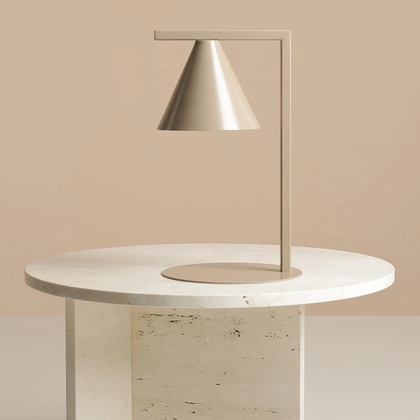 Gabinetowa lampa na biurko Form 1108B17 Aldex metalowy stożek beżowy
