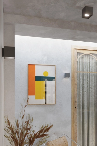 LAMPA ścienna SL.0565 metalowa OPRAWA kinkiet kostka cube grafitowa