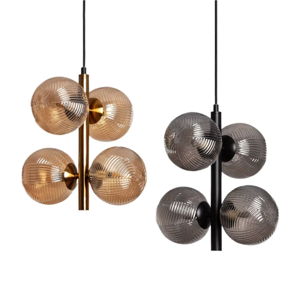 Kulista lampa sufitowa Sogno ABR-LWS-4XG9 szklana bursztynowa