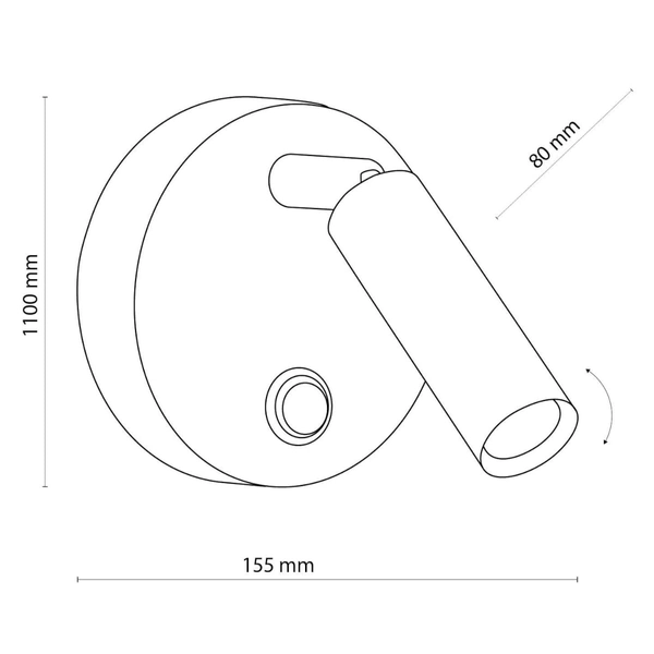 Kinkiet nad łóżko Enzo 1372 TK Lighting z włącznikiem tuba okrągły złoty