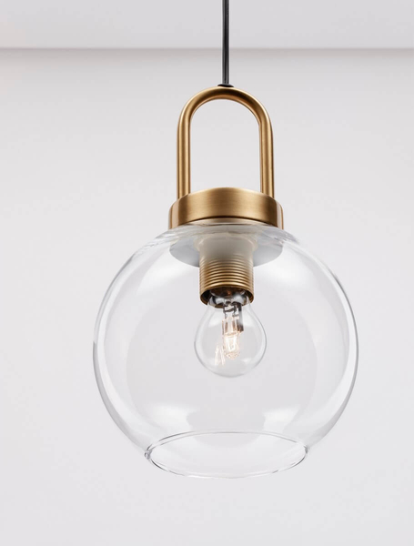 Industrialna lampa wisząca Banes do holu złota przezroczysta
