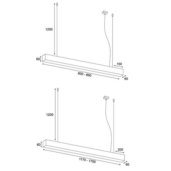 Lampa podłużna zwisowa Lupinus 5115004203-1 Elkim LED 20W 4000K liniowa