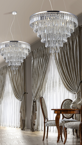 Sufitowa lampa glamour Kalabria z kryształami chrom crystal