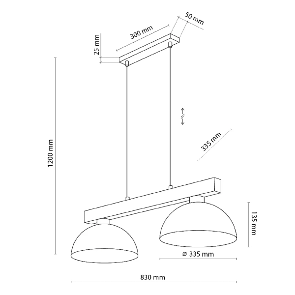 Podwójna wisząca lampa Oslo Sabia 11011 na belce beżowy
