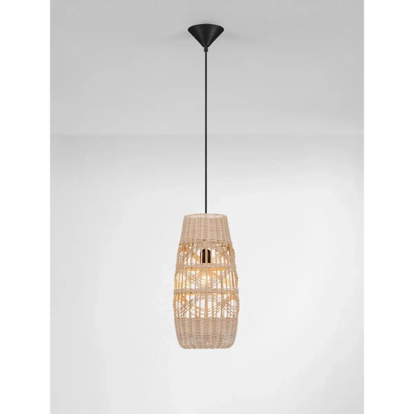 Bambusowa lampa wisząca GELVIRA LE45378 boho ażurowa drewniana czarna