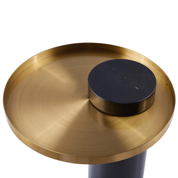 Industrialny stolik kawowy COLUMN DP-FA1 black gold Step marmur stal czarny złoty