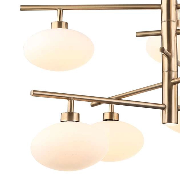 LAMPA sufitowa FIORENZO MDM3661-8 BRO+W Italux metalowa OPRAWA szklana kulista sticks cumulus mosiądz biała