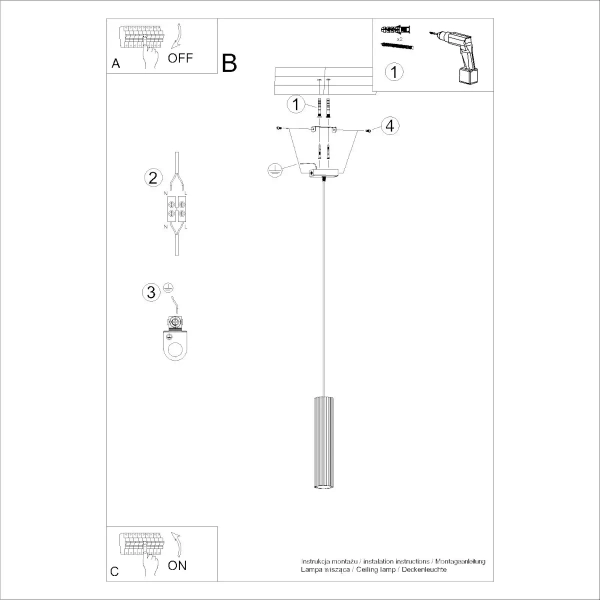 Wisząca lampa podłużna KARBON SL.1592 tubka metalowa beżowa