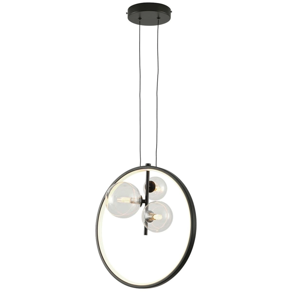 Okrągła wisząca lampa Moderno DN1504 Step pierścień molekuły czarne