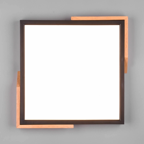 Kwadratowy plafon Meta R67191132 RL Light LED 20W 3000K drewniany czarny
