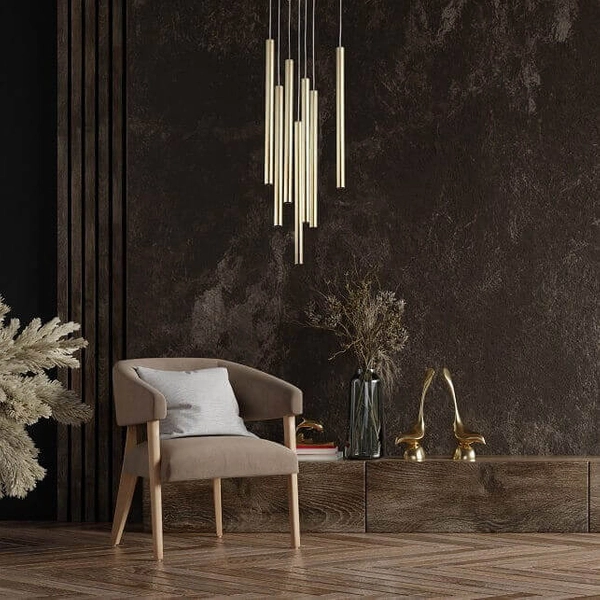 Wisząca lampa nowoczesna Lungo złota kaskada nad stół