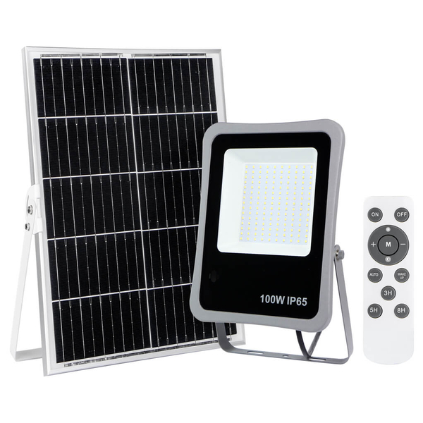 Solarna lampa ogrodowa Bares SLR-73142-100W Italux LED 100W 4000K IP65 szary