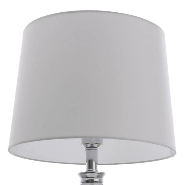 Klasyczna lampa stołowa Charlotte T01332CH-WH Cosmolight metal tkanina srebrna biała