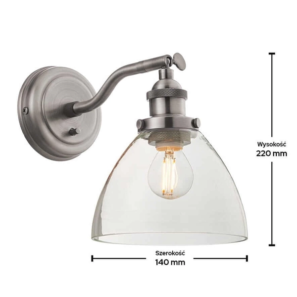 Klasyczna lampa ścienna Hansen 91739 Endon srebrna przezroczysta