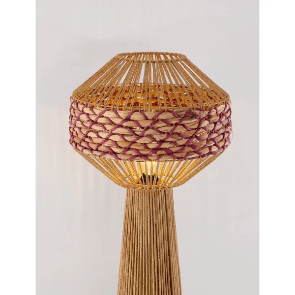 Lampa stojąca boho OVELRIA LE45355 z wtyczką ekologiczna brązowa czerwona