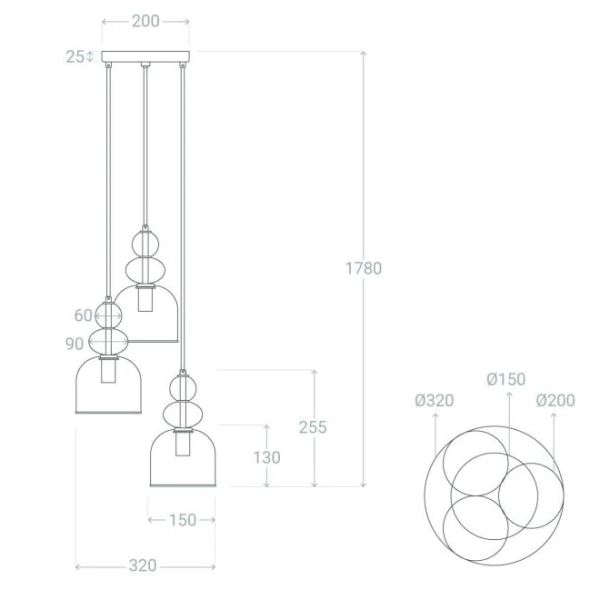 Potrójna lampa zwis Koloreno ABR-3KOLOK-C czerwony zielony pomarańczowy