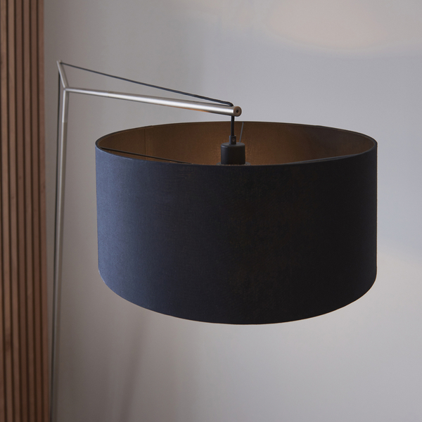 Stojąca lampa do salonu L&-192627 Light& abażurowa czarna nikiel