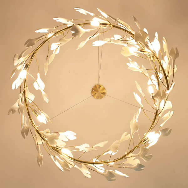 Wisząca lampa BOTANIKA XY080P-80 Step do jadalni glamour biała złota