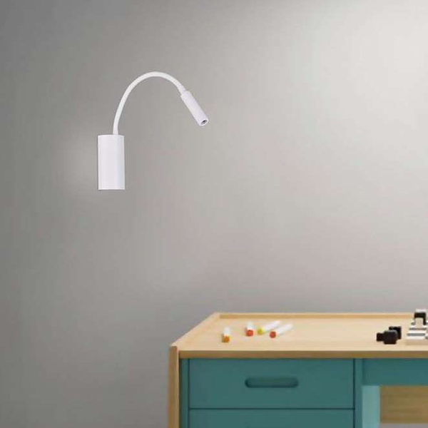 Kinkiet LAMPA ścienna Nuto Bianco Orlicki Design metalowa OPRAWA do czytania LED 3W 3000K na elastycznym ramieniu biała