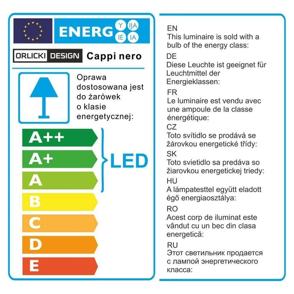 LAMPA wisząca Cappi Nero Orlicki Design metalowa OPRAWA zwis LED 5W 3000K łezka czarna