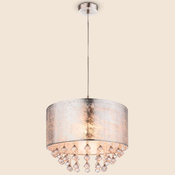 LAMPA wisząca AMY 15188H3 Globo abażurowa OPRAWA z kryształkami zwis glamour crystal srebrny przezroczysty