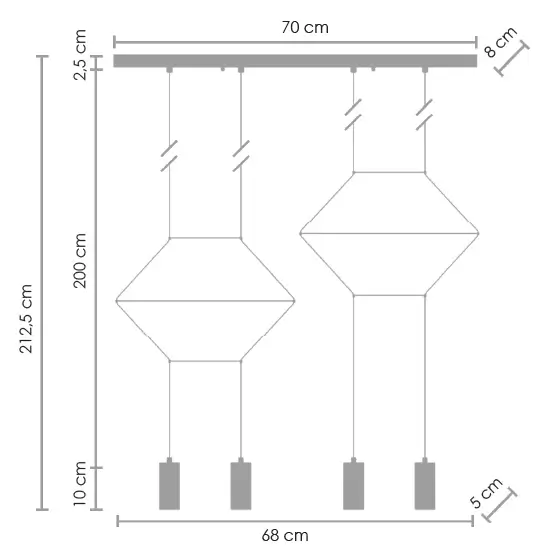 Wisząca lampa na listwie Linea XT068-4P Step nad wyspę czarna