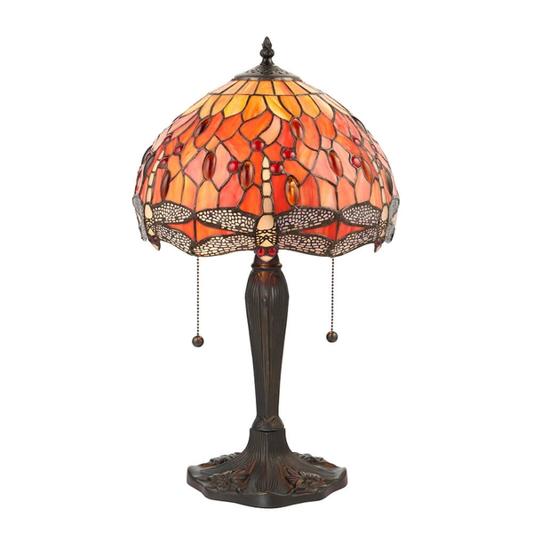 Lampa stojąca Dragonfly 64092 Interiors Tiffany na komodę kolorowa czarna