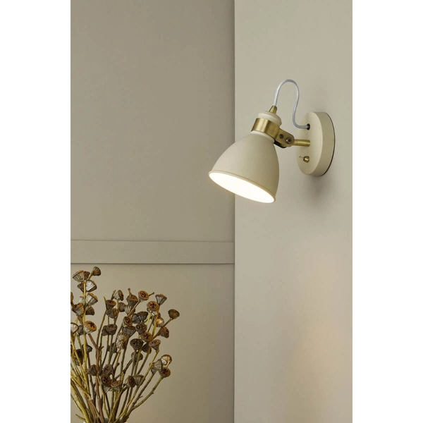 Ścienna lampa nad łóżko Frederick FRE0733 do czytania kremowy mosiądz