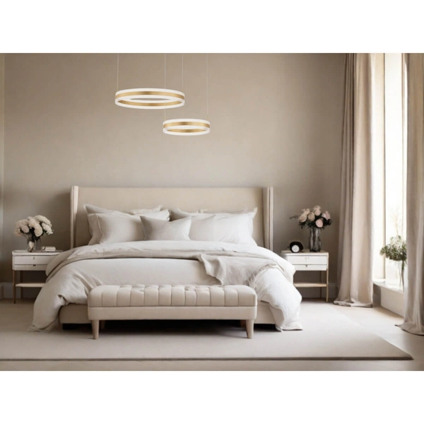 Jadalniana lampa wisząca COLIMA LE42754 pierścienie LED 124W 3000K złote